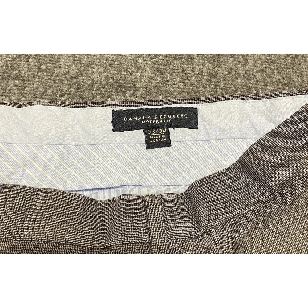 Banana Republic Modern Fit Brown Geometric Chino Pants Mens 36x34